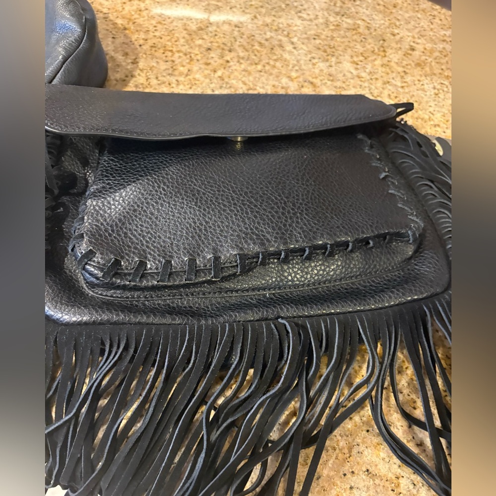 Moda Luxe Fringed Black Bag Purse New